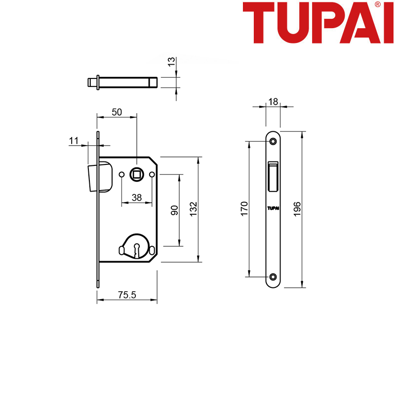 ZAMEK MAGNETYCZNY TUPAI 3597X50-152, KLUCZ 90MM, BIAŁY