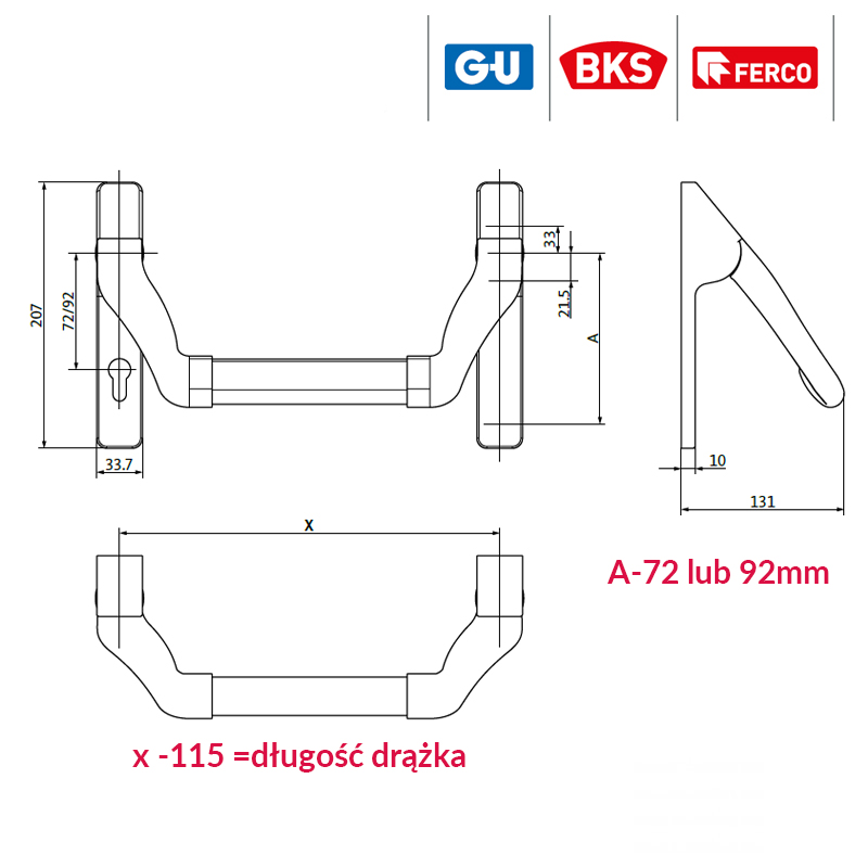 G-U UCHWYT DŹWIGNI PZ 92 PA6, PVC CZARNY G-U UCHWYT DŹWIGNI PZ 92 PA6, PVC CZARNY
