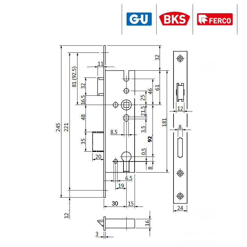 G-U ZAMEK B 1314 30/92 MM, ST.24/270 MM NIKIEL G-U ZAMEK B 1314 30/92 MM, ST.24/270 MM NIKIEL