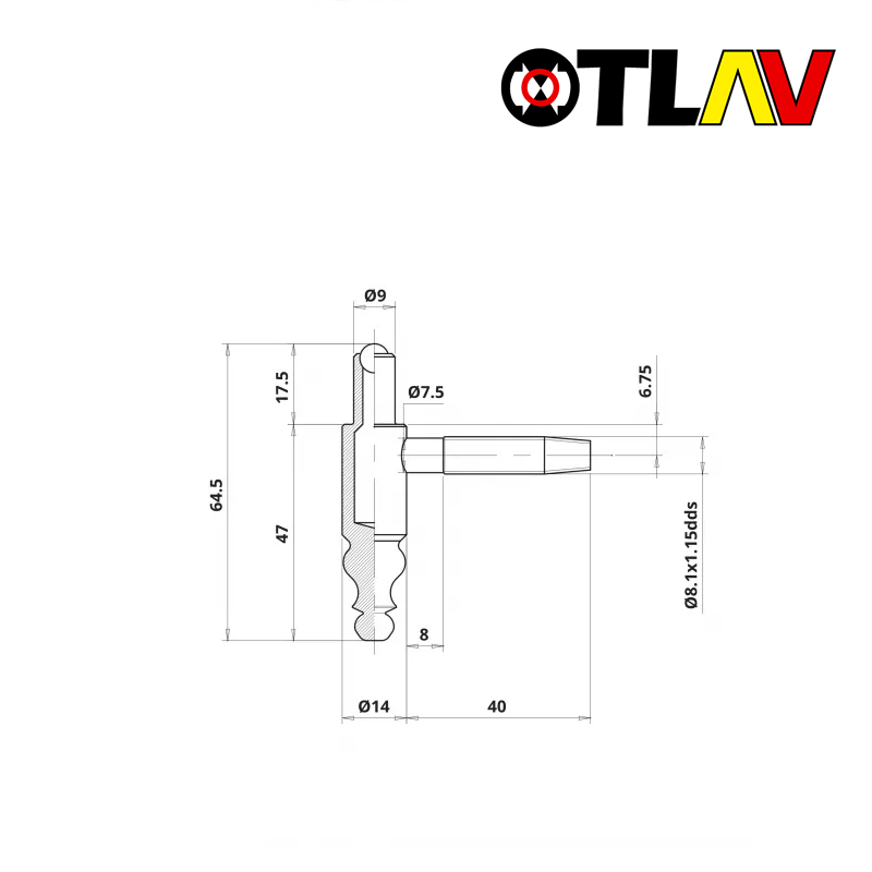 DOLNA CZĘŚĆ ZAWIASU OT 190 140 8,1x40mm BRĄZOWIONA OTLAV DOLNA CZĘŚĆ ZAWIASU OT 190 140 8,1x40mm BRĄZOWIONA OTLAV
