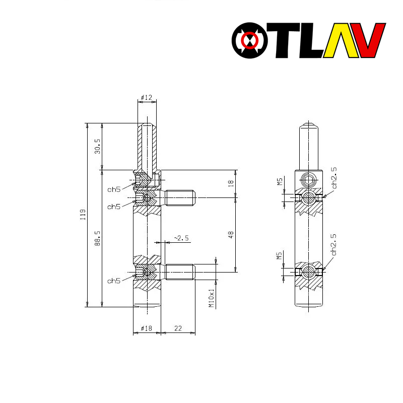 DOLNA CZĘŚĆ ZAWIASU URSUS 3-D OT 495 180 M10x1x22mm (2T) GALWANIZOWANA NA BIAŁO OTLAV