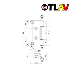 PŁETWA ZAWIASU OT 335 150 [96x44,5 mm] NIKLOWANA OTLAV