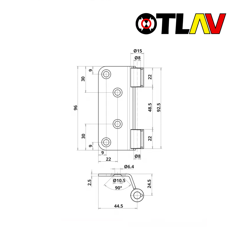 PŁETWA ZAWIASU OT 335 150 [96x44,5 mm] NIKLOWANA OTLAV