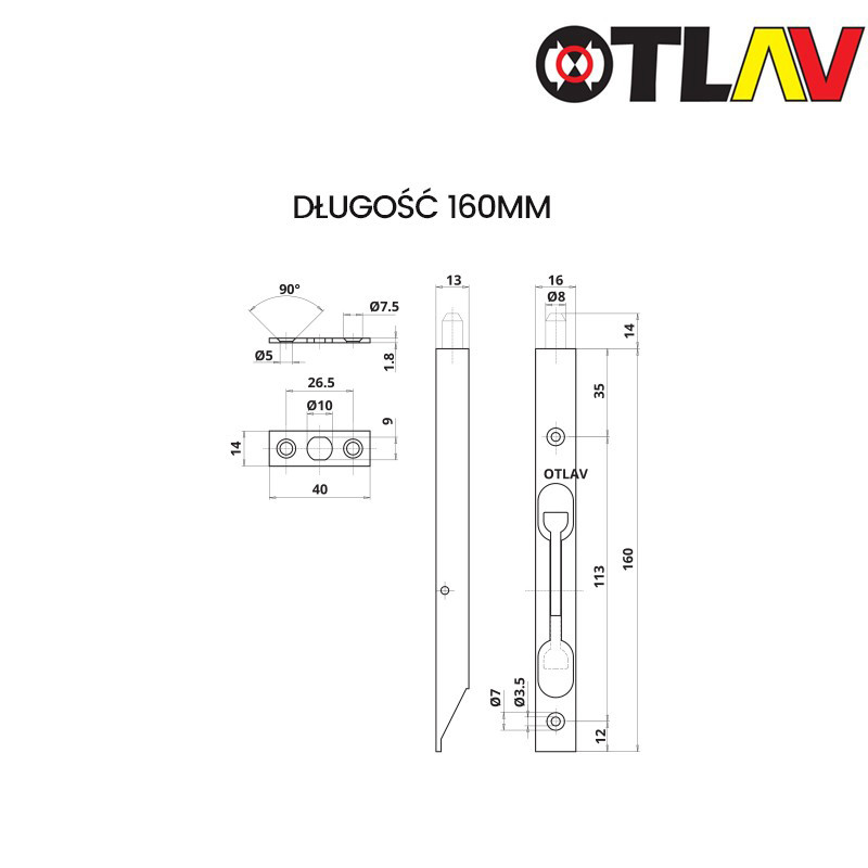 ZASUWA CZOŁOWA OT 260 160 NIKLOWANA OTLAV ZASUWA CZOŁOWA OT 260 160 NIKLOWANA OTLAV