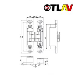 ZAWIAS WPUSZCZANY INVISACTA 235 3-D TPP 40 KG [4 NASADKI] CHROMOWANY MATOWY OTLAV