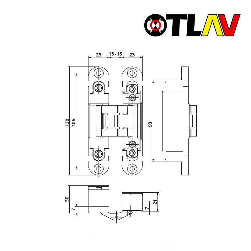 ZAWIAS WPUSZCZANY INVISACTA 235 3-D TPP 40 KG [4 NASADKI] CHROMOWANY MATOWY OTLAV