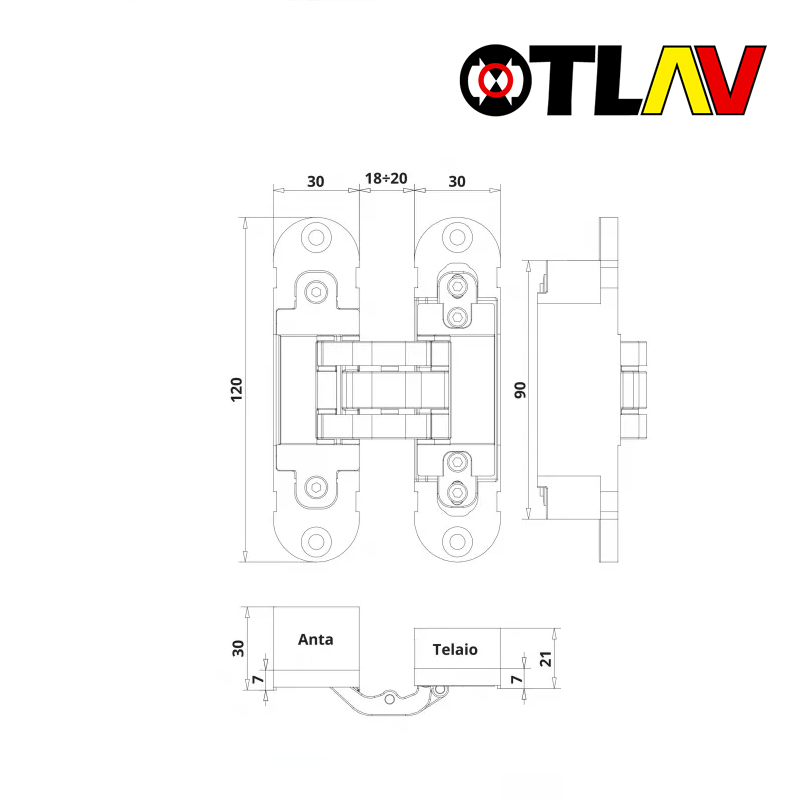 ZAWIAS WPUSZCZANY INVISACTA 305 3-D TPP 40 KG [Z NASADKAMI GC300010J102] CHROMOWANY MATOWY OTLAV