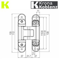 ZAWIAS WPUSZCZANY KUBICA K2780 LAKIEROWANY NA CZARNO KOBLENZ ZAWIAS WPUSZCZANY KUBICA K2780 LAKIEROWANY NA CZARNO KOBLENZ