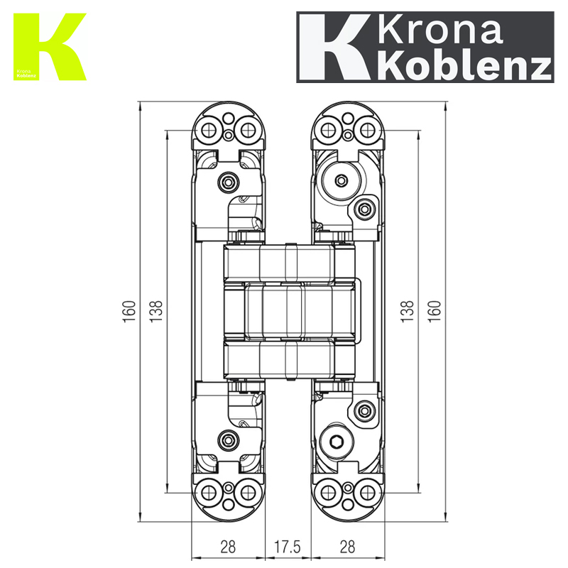 ZAWIAS WPUSZCZANY KARAKTER K8080 [80KG] CHROMOWANY BŁYSZCZĄCY KOBLENZ