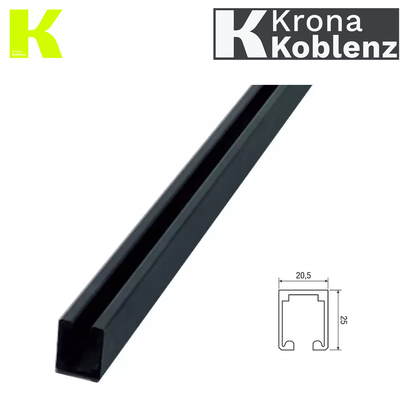 SZYNA SYSTEM 200 ALUMINIUM ANODYZOWANE CZARNE 1m KOBLENZ