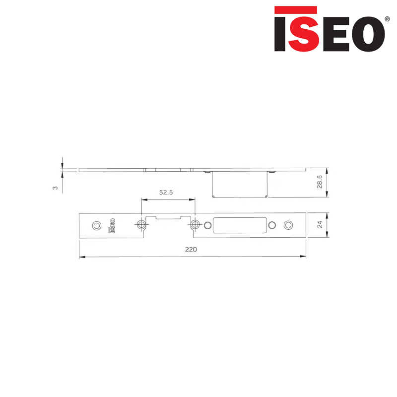 BLACHA ZACZEPOWA DO IS-7911/7991 220x24x3mm, PRAWA, STAL NIERDZEWNA ISEO