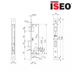 ZAMEK 85WB, E35mm, ROLKA, 238x22x3mm, STAL CHROMOWANA ISEO