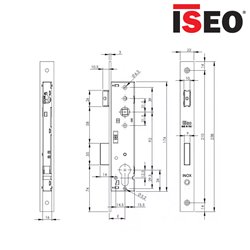 ZAMEK 92WB, E25mm, 238x22x3mm, STAL NIERDZEWNA ISEO