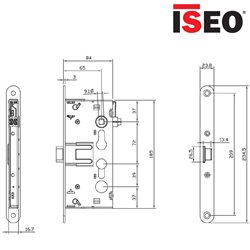 ZAMEK PRZECIWPANICZNY 72WB, E65mm, [OTWIERANY DO WEWNĄTRZ] PPOŻ., PRAWY, GALWANIZOWANY NA BIAŁO ISEO