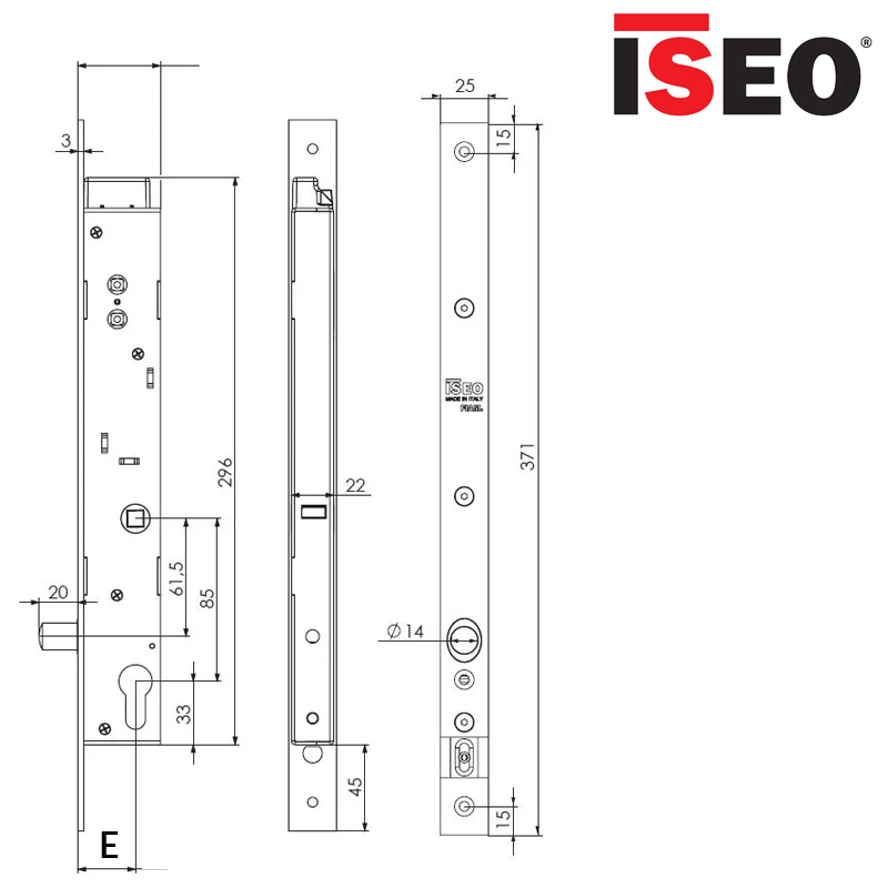 ZAMEK THESIS 2.0 STANDARD (N.O.), 85WB, E35 mm, STAL NIERDZEWNA [WERSJA III] ISEO