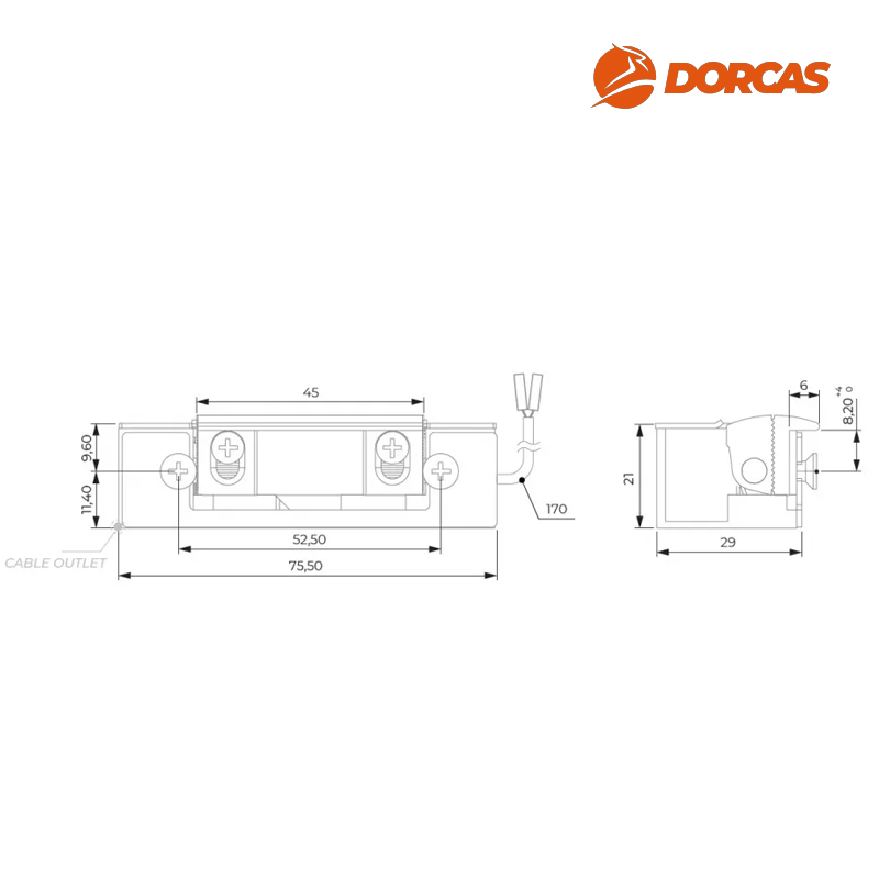 ELEKTROZACZEP 50 REWERSYJNY, ZAPADKA Z REGULACJĄ, 12V DC DORCAS ELEKTROZACZEP 50 REWERSYJNY, ZAPADKA Z REGULACJĄ, 12V DC DORCAS