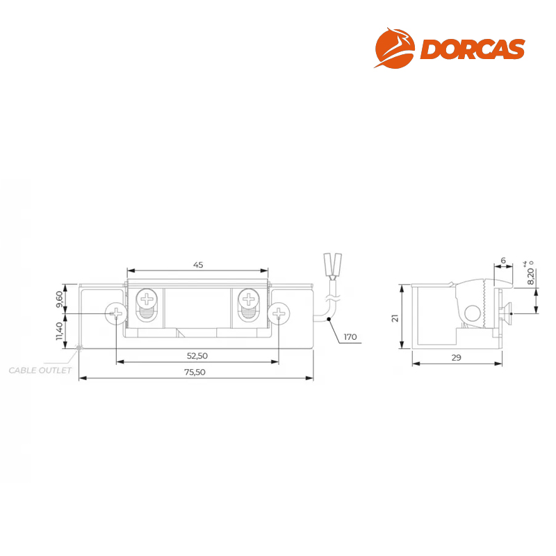 ELEKTROZACZEP 50, ZAPADKA Z REGULACJĄ, 12V DC DORCAS ELEKTROZACZEP 50, ZAPADKA Z REGULACJĄ, 12V DC DORCAS