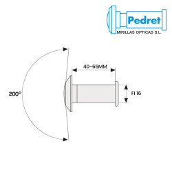 Wizjer PEDRET drzwiowy 16mm (40-65mm) Wizjer PEDRET drzwiowy 16mm (40-65mm)