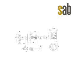 ZAMEK HOOKY ZERO OKRĄGŁY Z BLOKADĄ WC CHROMOWANY MATOWY [GRUBOŚĆ DRZWI 38-48 mm] SAB