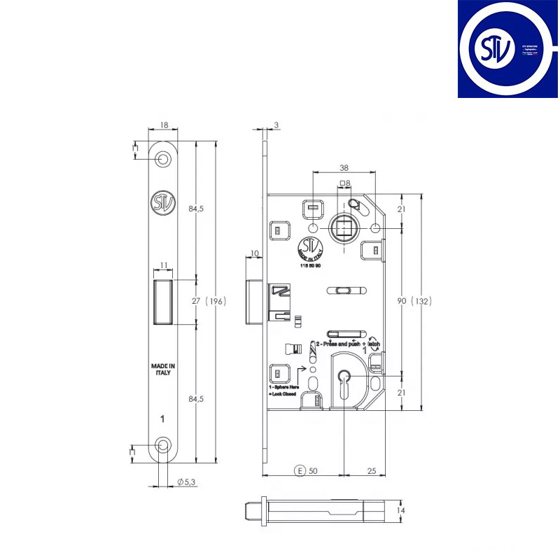 ZAMEK STV MAGNETYCZNY 90KL E50mm NIKLOWANY MATOWY STV