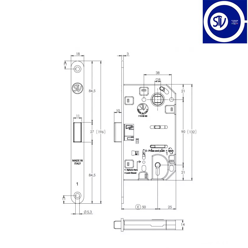 ZAMEK STV MAGNETYCZNY 90KL E50mm STAL NIERDZEWNA STV