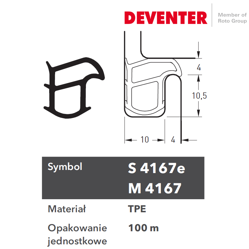 USZCZELKA DEVENTER S 4167E SZARA