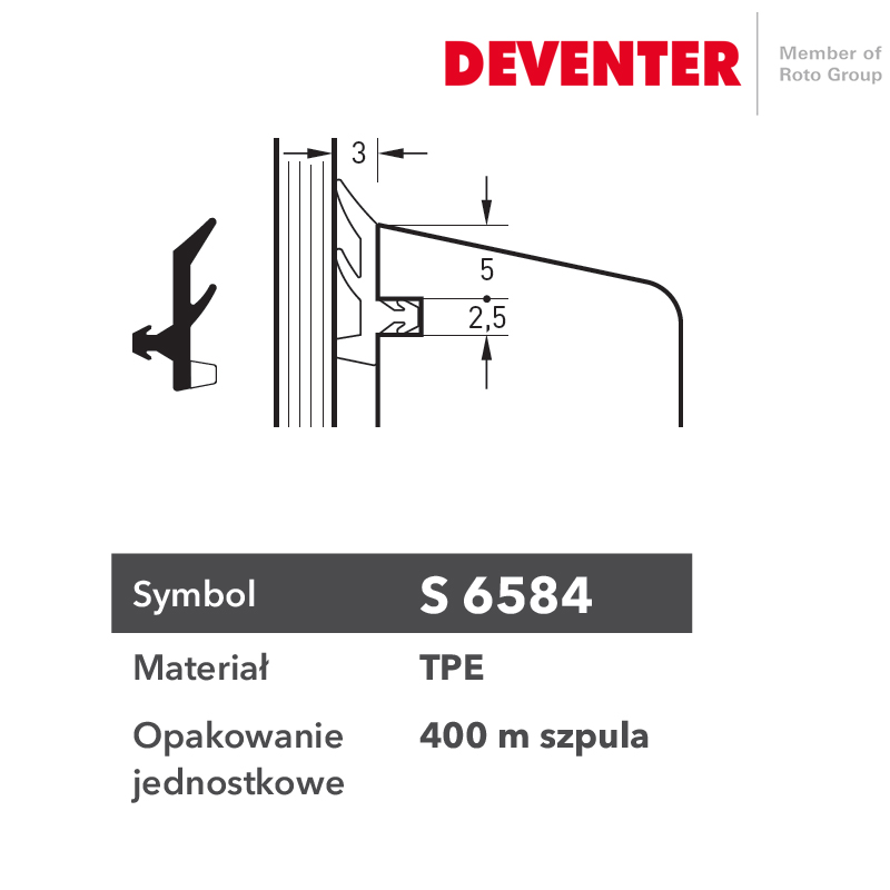 USZCZELKA DEVENTER S 6584 BRĄZ RUSTYKALNY