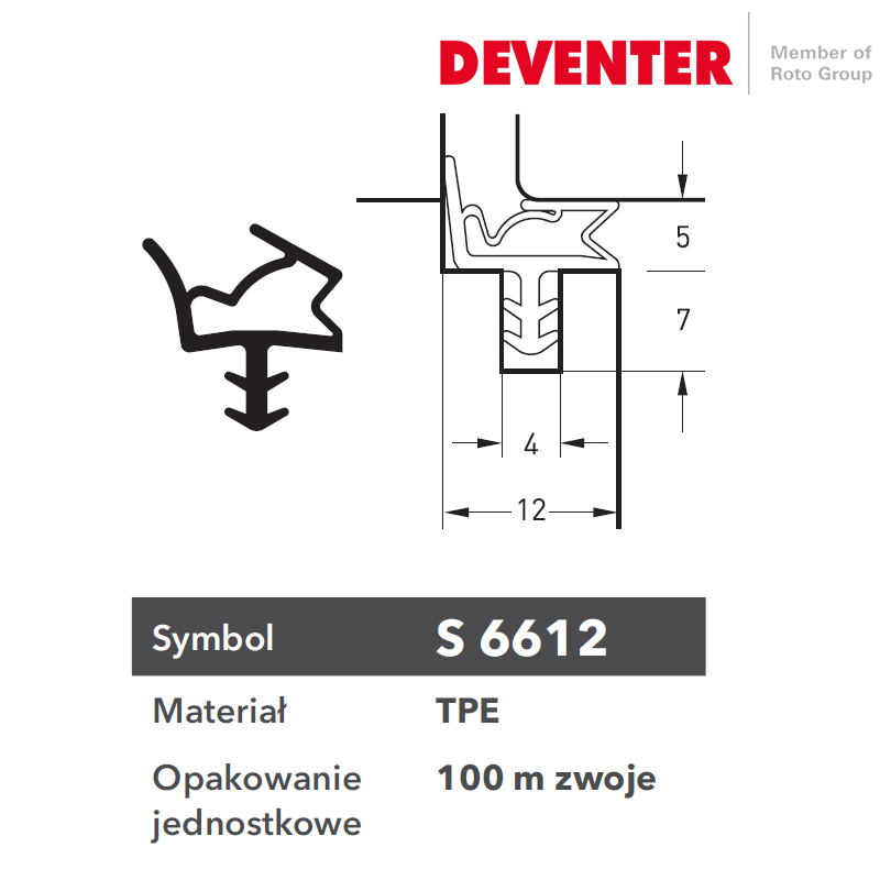 USZCZELKA DEVENTER S 6612 POPIEL