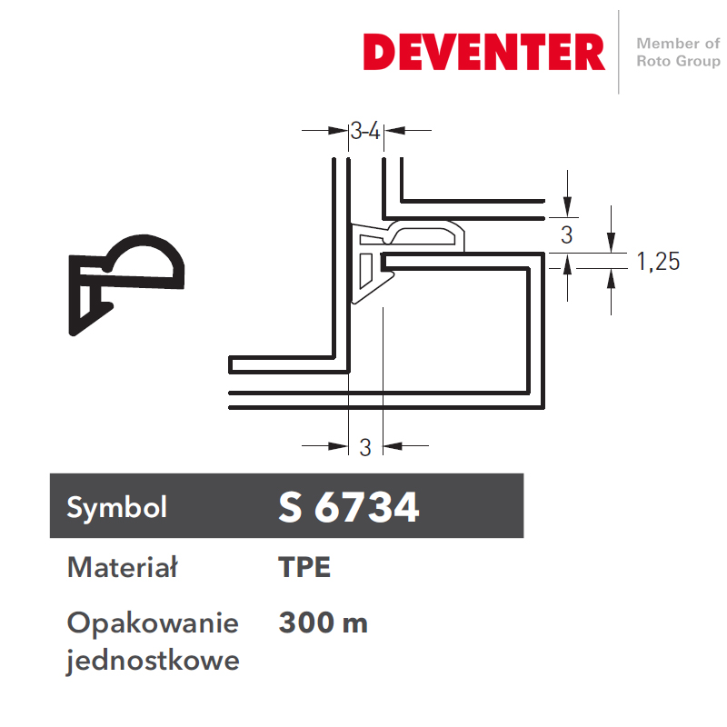 USZCZELKA DEVENTER S 6734 SREBRNA