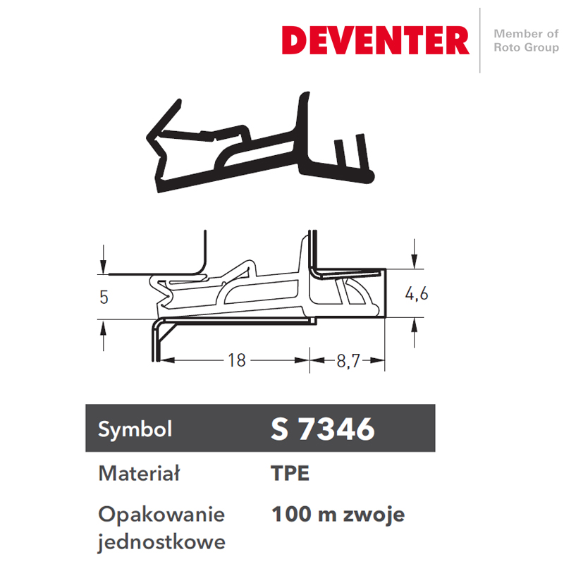 USZCZELKA DEVENTER S 7346 BRĄZ RUSTYKALNY