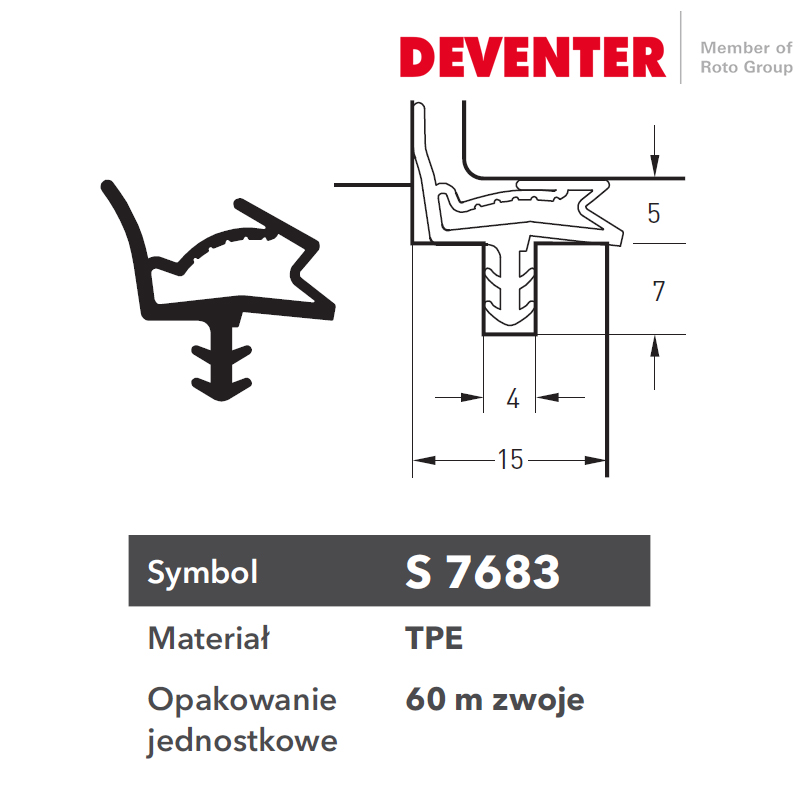 USZCZELKA DEVENTER S 7683 SREBRNA