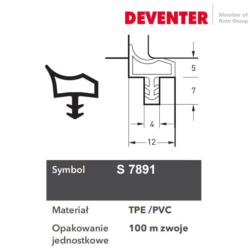 USZCZELKA DEVENTER S 7891 SZARA ANTRACYT