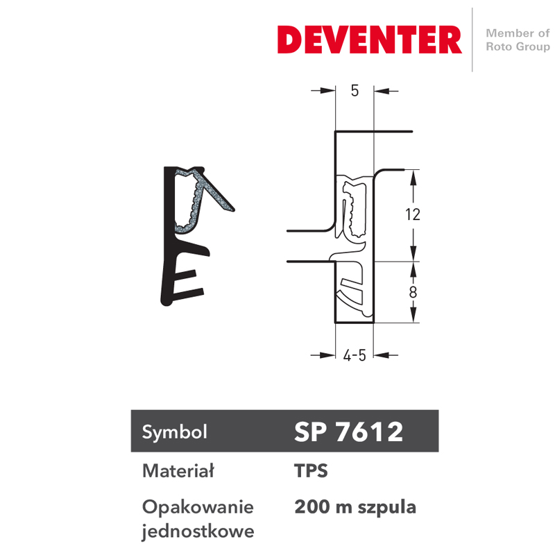 USZCZELKA DEVENTER SP 7612 SZARA