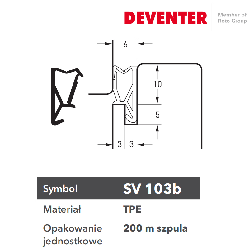USZCZELKA DEVENTER SV 103B BIAŁA USZCZELKA DEVENTER SV 103B BIAŁA