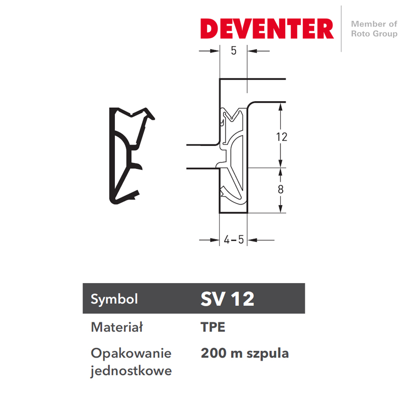 USZCZELKA DEVENTER SV 12 BRĄZ MACHONIOWY