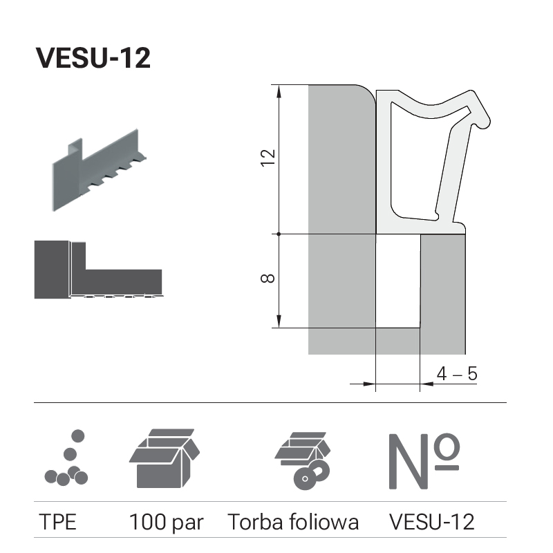 USZCZELKA-KOŃC&Oacute;WKA DEVENTER VESU 12 CZARNA
