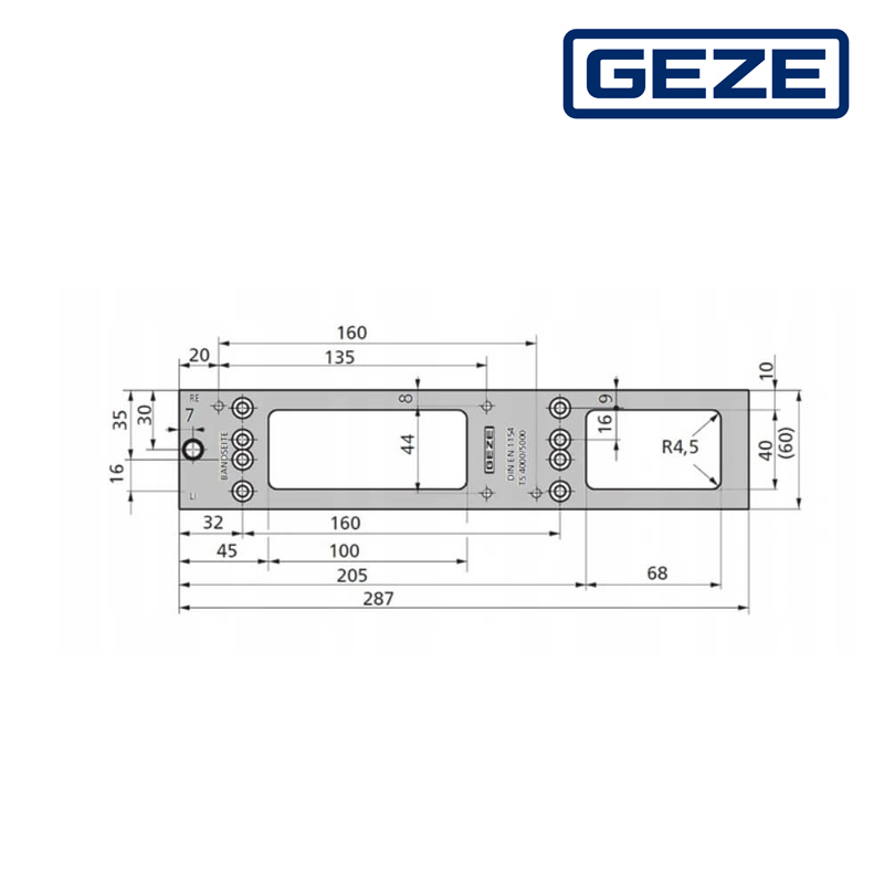 PŁYTA MONTAŻOWA DO TS 4000/5000 GEZE BIAŁA.068627 PŁYTA MONTAŻOWA DO TS 4000/5000 GEZE BIAŁA.068627