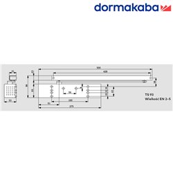 SAMOZAMYKACZ DORMAKABA TS 93 G BEZ SZYNY (2-5) Z PŁYTĄ, INOX SZER: DO 1250MM SAMOZAMYKACZ DORMAKABA TS 93 G BEZ SZYNY (2-5) Z PŁYTĄ, INOX SZER: DO 1250MM
