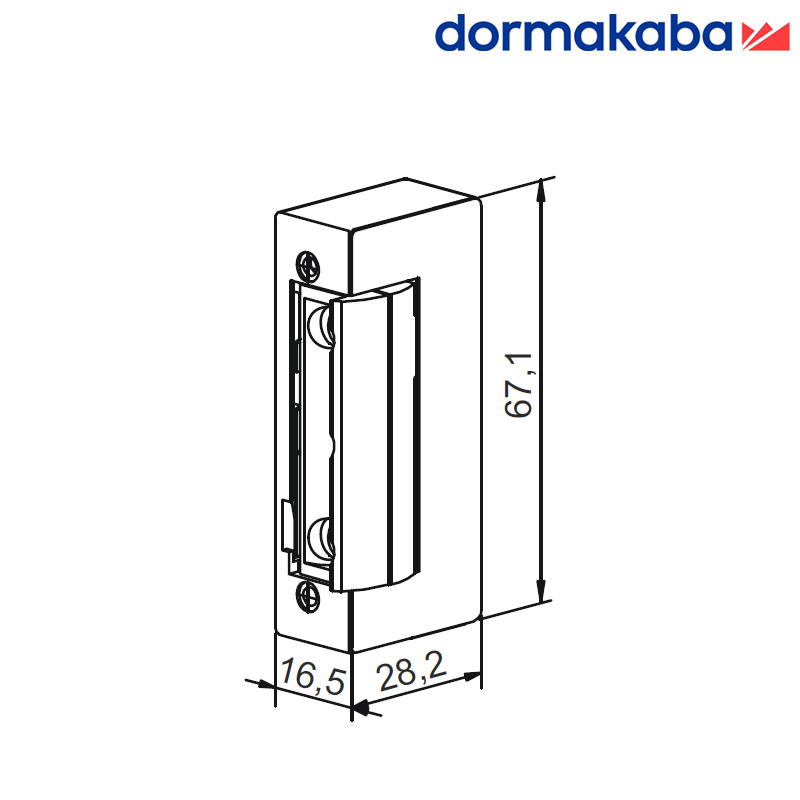 ELEKTROZACZEP DORMAKABA DES 7 SLIM, 24V DC, ( NO ) REWERSYJNY SYMETRYCZNY 16,5X67,1 MM