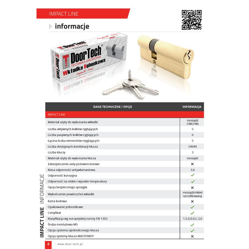 WKŁADKA Z GAŁKĄ DOORTECH IMPACT LINE G26/36 MOSIĄDZ SATYNA WKŁADKA Z GAŁKĄ DOORTECH IMPACT LINE G26/36 MOSIĄDZ SATYNA