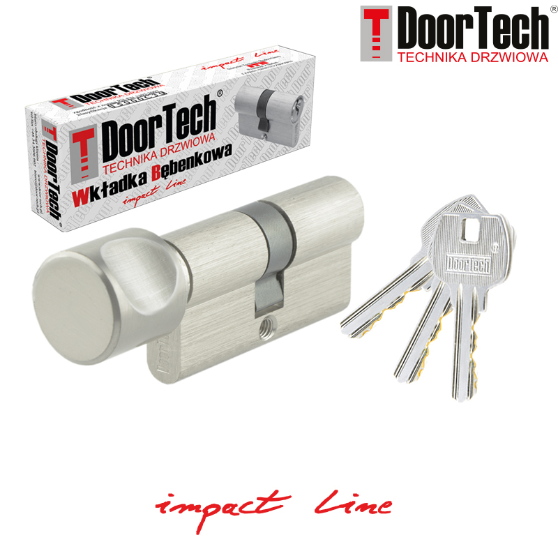 WKŁADKA Z GAŁKĄ DOORTECH IMPACT LINE 40/45G NIKIEL SATYNA