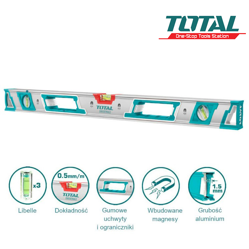 TOTAL POZIOMICA 100CM Z WBUDOWANYMI MAGNESAMI MOD. TMT210086M TOTAL