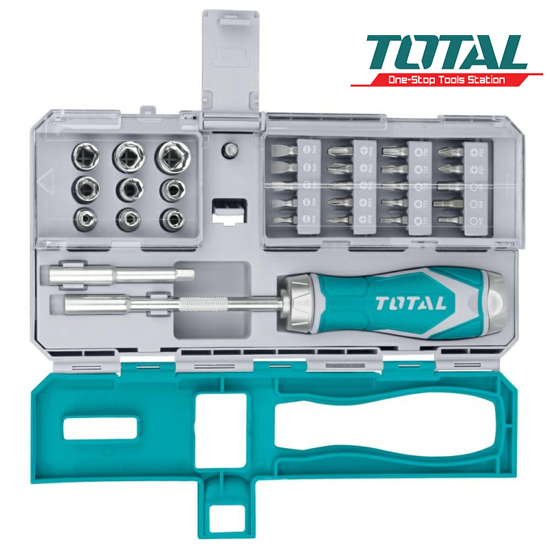 TOTAL WKRĘTAK Z ZESTAWEM KOŃCÓWEK 33 ELEMENTY MOD.TACSD30336