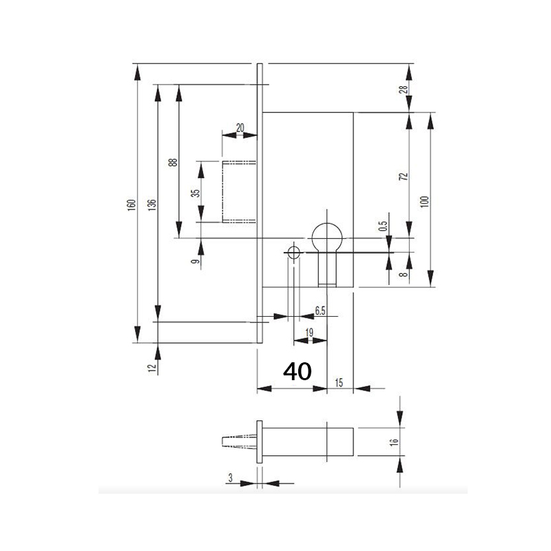 G-U ZAMEK B 1308 DODATKOWY D40-F24X160MM G-U ZAMEK B 1308 DODATKOWY D40-F24X160MM