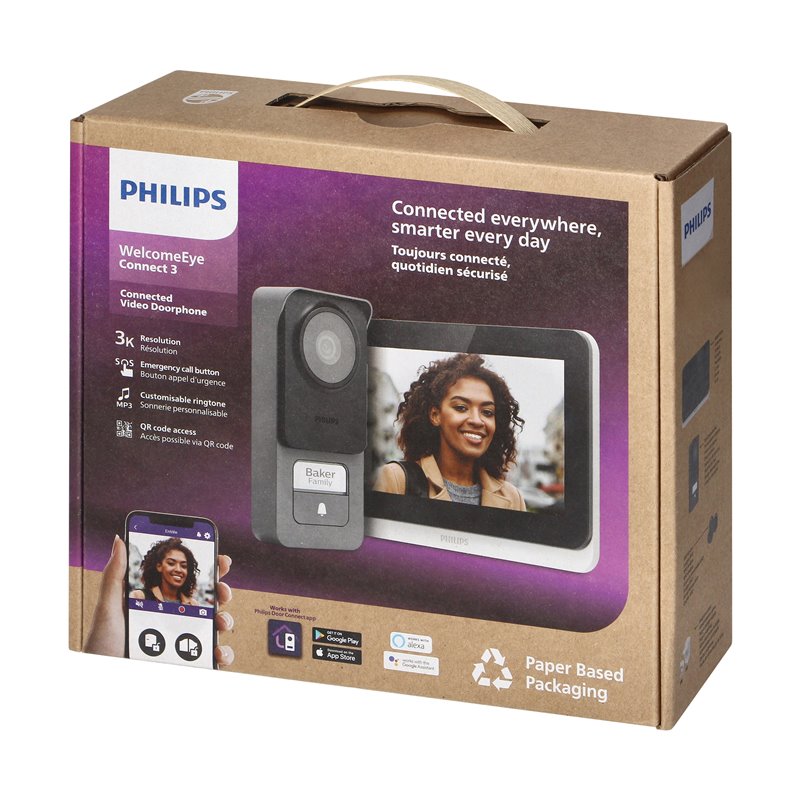 PHILIPS WELCOMEEYE CONNECT 3, ZESTAW WIDEODOMOFONOWY, 2-ŻYŁOWY, 7", WI-FI, EKRAN DOTYKOWY, 3K, RFID ORNO PHILIPS WELCOMEEYE CONNECT 3, ZESTAW WIDEODOMOFONOWY, 2-ŻYŁOWY, 7", WI-FI, EKRAN DOTYKOWY, 3K, RFID ORNO