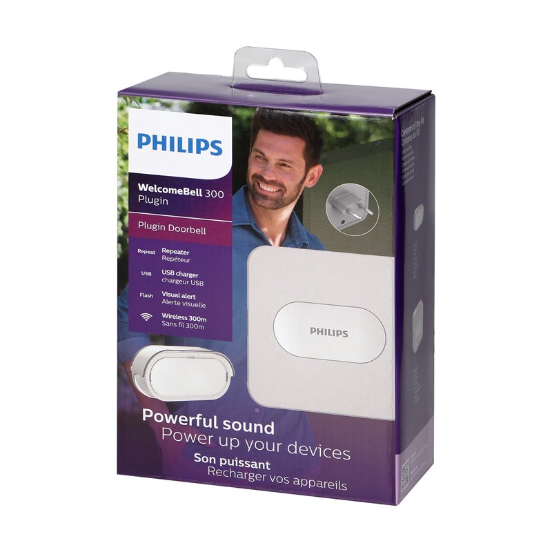 PHILIPS WELCOMEBELL PLUGIN DZWONEK BEZPRZEWODOWY, 4 MELODIE, ŁADOWARKA USB, ZAKRES DZIAŁANIA MAX. 300M ORNO PHILIPS WELCOMEBELL PLUGIN DZWONEK BEZPRZEWODOWY, 4 MELODIE, ŁADOWARKA USB, ZAKRES DZIAŁANIA MAX. 300M ORNO