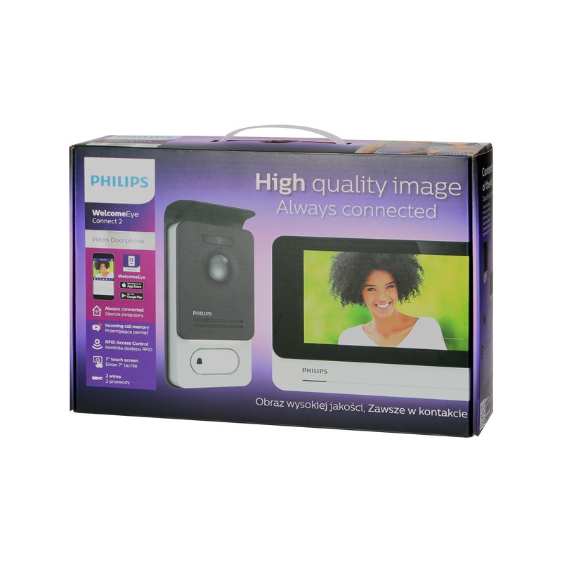 PHILIPS WELCOMEEYE CONNECT 2, ZESTAW WIDEODOMOFONOWY, BEZSŁUCHAWKOWY, KOLOR, LCD 7", DOTYKOWY, MENU OSD, WI-FI + APP NA TELEFON, PHILIPS WELCOMEEYE CONNECT 2, ZESTAW WIDEODOMOFONOWY, BEZSŁUCHAWKOWY, KOLOR, LCD 7", DOTYKOWY, MENU OSD, WI-FI + APP NA TELEFON,