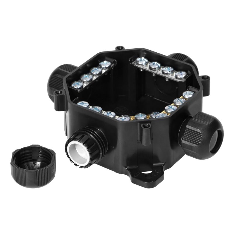 PUSZKA HERMETYCZNA IP67, 4 DŁAWNICE, 122 X 122MM, CZARNA ORNO PUSZKA HERMETYCZNA IP67, 4 DŁAWNICE, 122 X 122MM, CZARNA ORNO