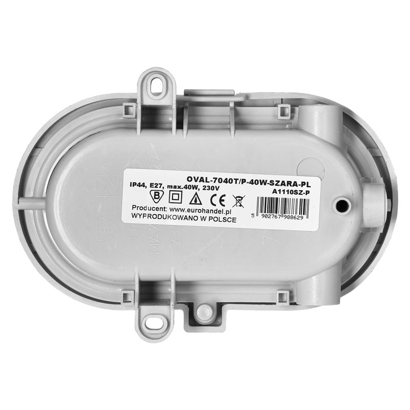 OVAL 7040T/P, OPRAWA OŚWIETLENIOWA, 40W, E27, IP44, IK10, KLOSZ POLIWĘGLAN PRZEŹROCZYSTY, PODSTAWA POLIPROPYLEN, SIATKA PLASTIKO OVAL 7040T/P, OPRAWA OŚWIETLENIOWA, 40W, E27, IP44, IK10, KLOSZ POLIWĘGLAN PRZEŹROCZYSTY, PODSTAWA POLIPROPYLEN, SIATKA PLASTIKO