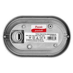 OVAL 7040 STYL, OPRAWA OŚWIETLENIOWA, 40W, E27, IP44, IK10, KLOSZ POLIWĘGLAN PRZEŹROCZYSTY, PODSTAWA POLIPROPYLEN, SIATKA PLASTI OVAL 7040 STYL, OPRAWA OŚWIETLENIOWA, 40W, E27, IP44, IK10, KLOSZ POLIWĘGLAN PRZEŹROCZYSTY, PODSTAWA POLIPROPYLEN, SIATKA PLASTI